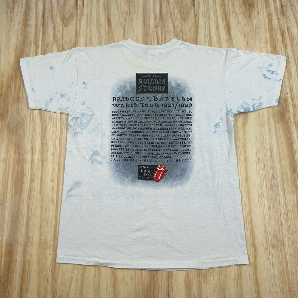 Vintage 90s Rolling Stones Bridges to Babylon Tour T-Shirt Size L Single Stitch - Picture 5 of 12